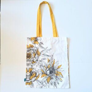 Boutique Organic Cotton Cream & Yellow Sunflower Tote Bag
